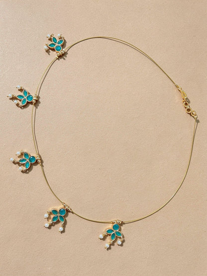 Minimal Green Floral Choker Necklace - Tara Dhara