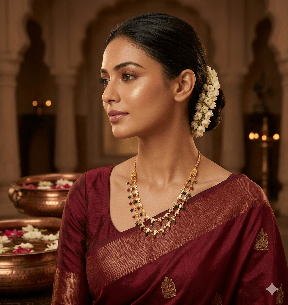 Traditional Gold - Tone Beaded Layered Necklace - Tara Dhara