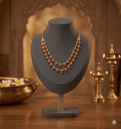 Traditional Gold - Tone Beaded Layered Necklace - Tara Dhara