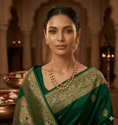 Traditional Gold - Tone Beaded Layered Necklace - Tara Dhara